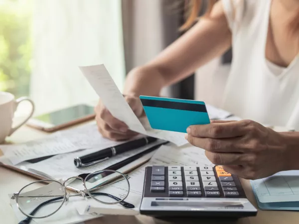 Woman looking at her finances