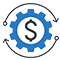 Icon of dollar sign inside a rotating gear